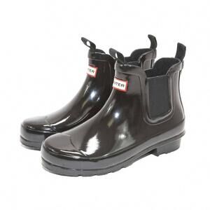 NEW HUNTER girls gloss chelsea boots in black